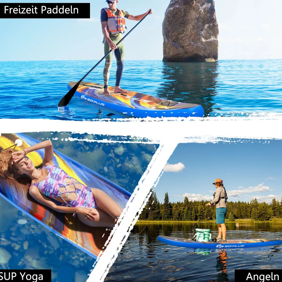 Paddle Board Stand-Up Aufblasbares Paddelbrett 335 x 76 x 15 cm Sternenhimmel-Muster Bunt