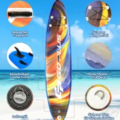 Paddle Board Stand-Up Aufblasbares Paddelbrett 335 x 76 x 15 cm Sternenhimmel-Muster Bunt