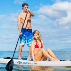 Paddlebrett Aufblasbares Stand Up Surfboard Set Blau und Weiß 305 x 76 x 15 cm