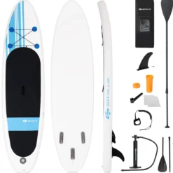Paddlebrett Aufblasbares Stand Up Surfboard Set Blau und Weiß 305 x 76 x 15 cm