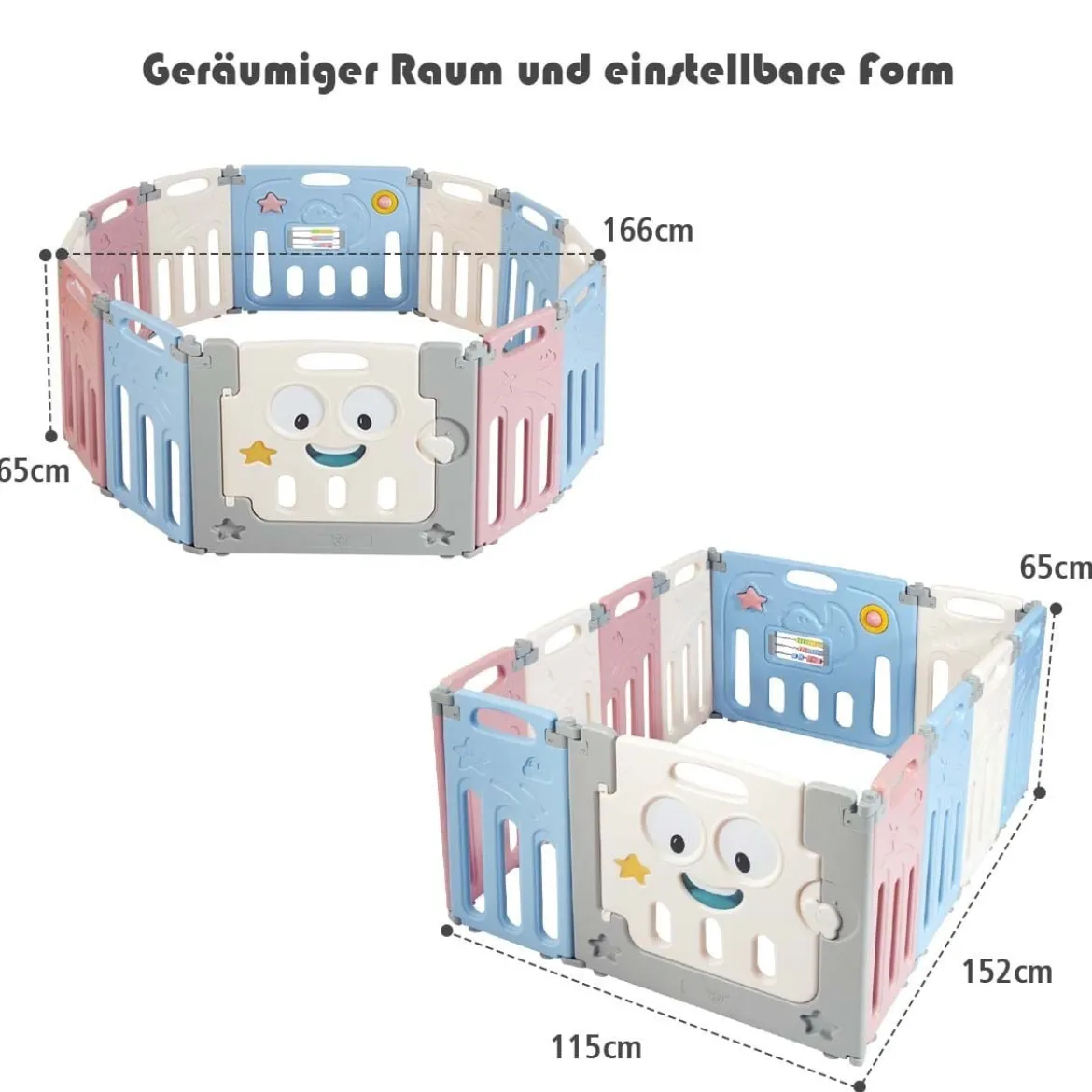 12 Paneele Laufgitter Baby Laufstall Absperrgitter Krabbelgitter