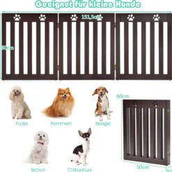 3 Paneelen Absperrgitter Hunde Schutzgitter klappbar für Haustiertor 151,5 x 60 x 1,5 cm Braun