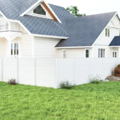 2 Paneele Sichtschutzzaun 123 x 123 cm Gartenzaun PVC mit 3 verzinkte Metall-Erdspieße Weiß