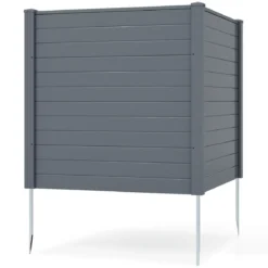 2 Paneele Sichtschutzzaun 123 x 123 cm Gartenzaun PVC mit 3 verzinkte Metall-Erdspieße Grau