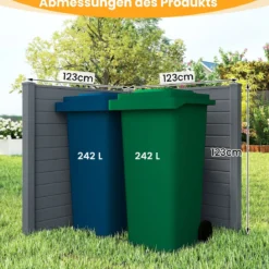 2 Paneele Sichtschutzzaun 123 x 123 cm Gartenzaun PVC mit 3 verzinkte Metall-Erdspieße Grau