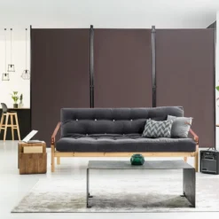 3 Panel Raumteiler mit robusten Scharnieren und Stahlbasis Freistehender Sichtschutz 260x 183 cm Kaffee