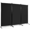 3-Panel Raumteiler mit Verstellbaren Untersetzern & Robusten Scharnieren & Stahlbasis Schwarz
