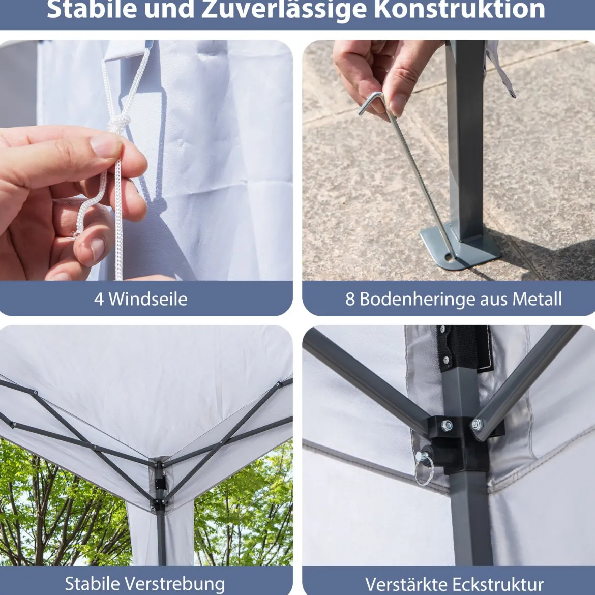 Pavillon 3x3 m Faltpavillon mit Rolltasche 8 Heringe & 4 Windseile Gartenpavillon Wasserdicht Stabil Winterfest (mit Moskitonetz)