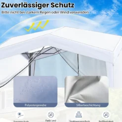 Pavillon 3x3 m Faltpavillon mit Rolltasche 8 Heringe & 4 Windseile Gartenpavillon Wasserdicht Stabil Winterfest (mit Moskitonetz)