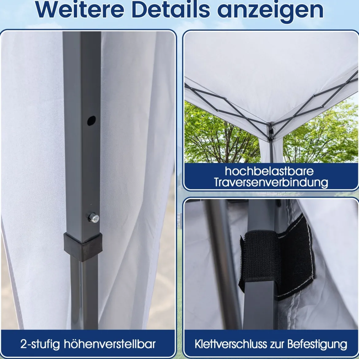 Pavillon 3x3 m Faltpavillon mit Rolltasche 8 Heringe & 4 Windseile Gartenpavillon Wasserdicht Stabil Winterfest (ohne Moskitonetz)