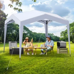 Pavillon 3x3 m Faltpavillon mit Rolltasche 8 Heringe & 4 Windseile Gartenpavillon Wasserdicht Stabil Winterfest (ohne Moskitonetz)