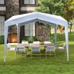 Pavillon 3x3 m Faltpavillon mit Rolltasche 8 Heringe & 4 Windseile Gartenpavillon Wasserdicht Stabil Winterfest (ohne Moskitonetz)