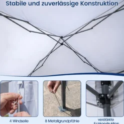 Pavillon 3x3 m Faltpavillon mit Rolltasche 8 Heringe & 4 Windseile Gartenpavillon Wasserdicht Stabil Winterfest (ohne Moskitonetz)