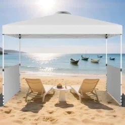 Pavillon 3 x 3m Faltpavillon mit 2 Seitenwänden & Tasche inkl. 4 Windseile & 4 Sandsäcke Weiß