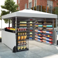 Pavillon 3 x 3m Faltpavillon mit 2 Seitenwänden & Tasche inkl. 4 Windseile & 4 Sandsäcke Weiß