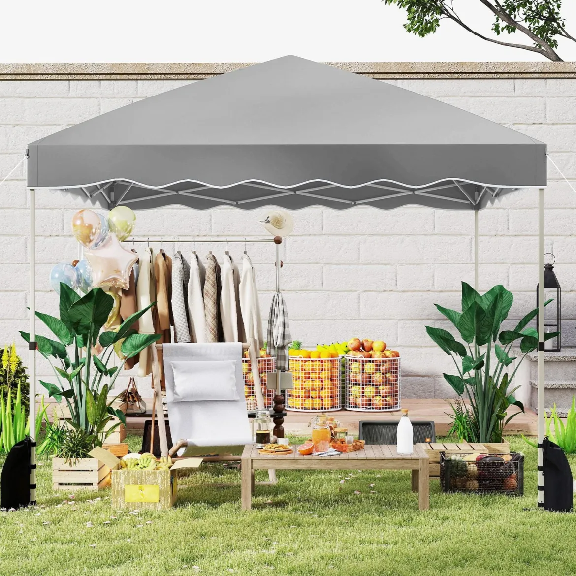 Pavillon 3 x 3 m Faltpavillon Wasserdicht mit Rolltasche inkl. 4 Windseile & 4 Sandsäcke & 8 Heringe Grau