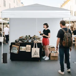 Pavillon 3 x 3 m Pop up Faltpavillon mit 4 Abnehmbaren Seitenwänden Schwarz/Grau/Weiß