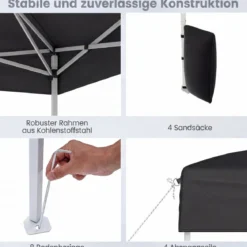 Pavillon 3 x 3 m Pop up Faltpavillon mit 4 Abnehmbaren Seitenwänden Schwarz/Grau/Weiß