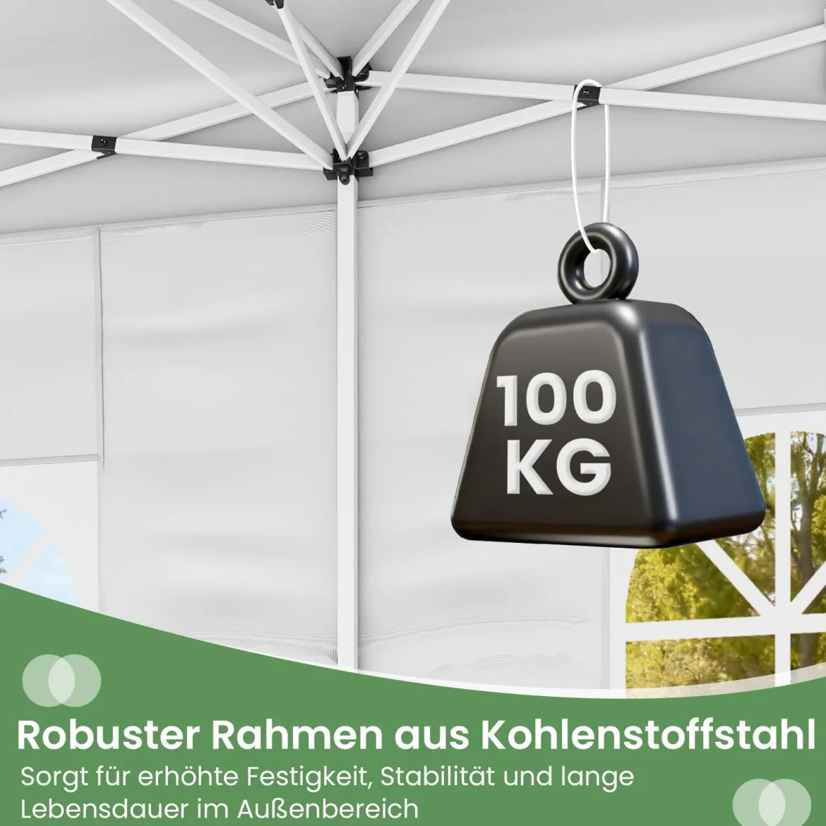 Pavillon 3x6m Pop-up Faltpavillon mit Metallrahmen 6 Seitenwänden & 6 Sandsäcke Gartenpavillon Grau/Weiß