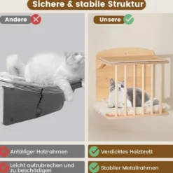 5 PCS Katzen Kletterwand Kratzbaum mit Plattformen & Sisalpfosten Katzenhaus mit Katzenbett