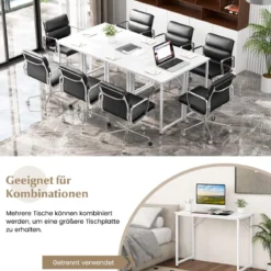PC-Tisch mit Verstellbaren Fußpolstern Kompakter Computertisch Schreibtisch 100 x 50 x 77 cm Weiß