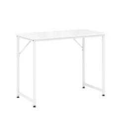PC-Tisch mit Verstellbaren Fußpolstern Kompakter Computertisch Schreibtisch 100 x 50 x 77 cm Weiß