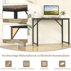 PC-Tisch mit Verstellbaren Fußpolstern Kompakter Computertisch Schreibtisch 100 x 50 x 77 cm Braun