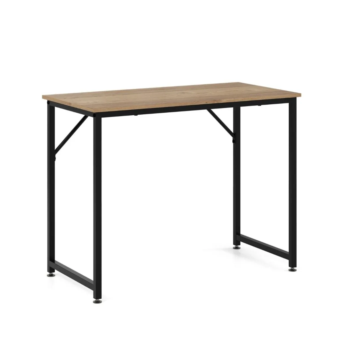 PC-Tisch mit Verstellbaren Fußpolstern Kompakter Computertisch Schreibtisch 100 x 50 x 77 cm Natur