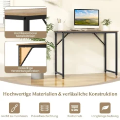 PC-Tisch mit Verstellbaren Fußpolstern Kompakter Computertisch Schreibtisch 100 x 50 x 77 cm Natur