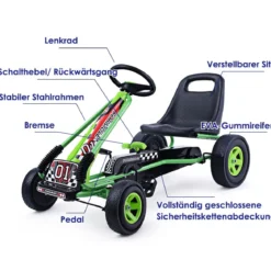 Pedal Gokart Racing Kinderauto Pedalfahrzeug Tretauto Gocart Sitzaußen