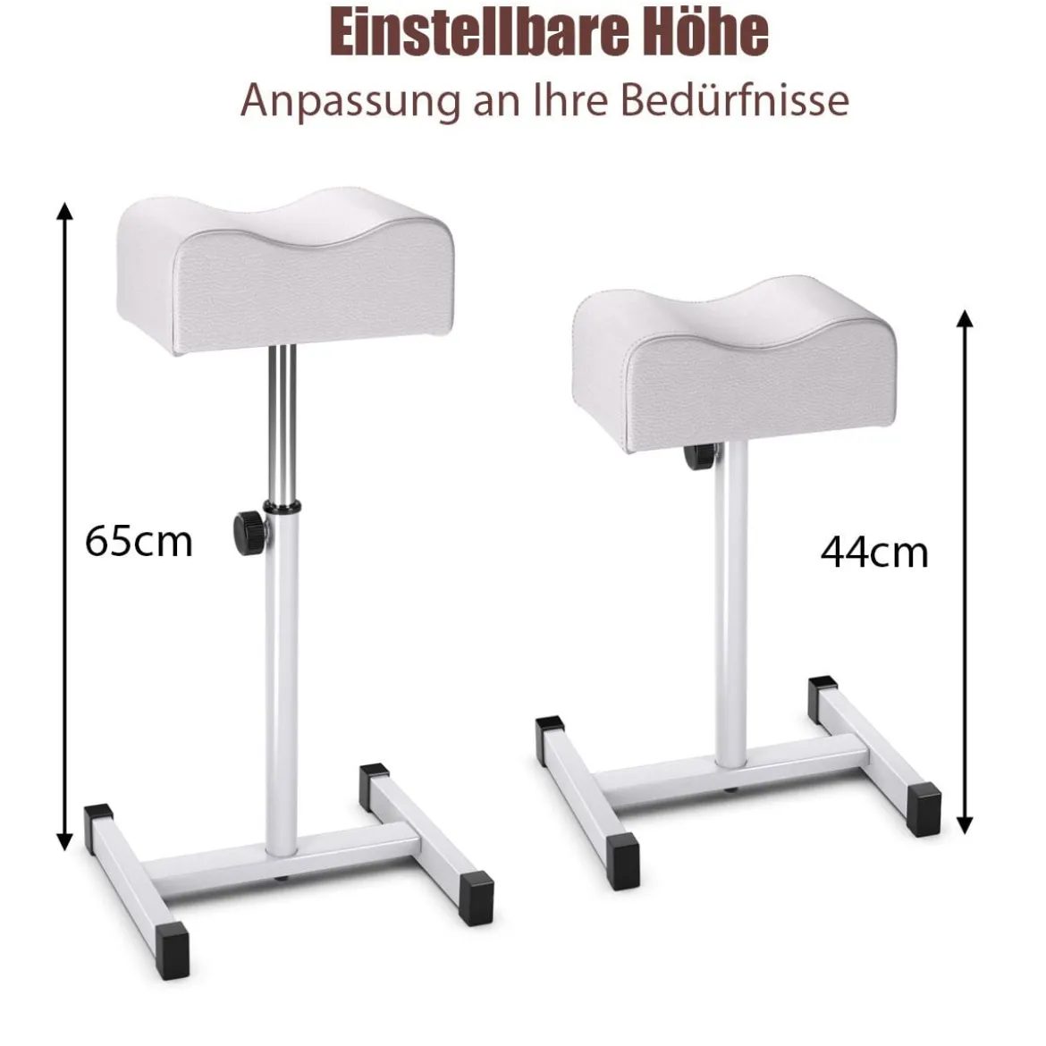 Pediküre Hocker mit Verstellbarer Sitzhöhe Fußhocker für Nagelpflege in Salons Spa Weiß
