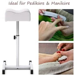 Pediküre Hocker mit Verstellbarer Sitzhöhe Fußhocker für Nagelpflege in Salons Spa Weiß