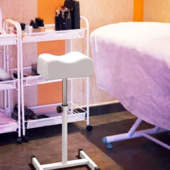 Pediküre Hocker mit Verstellbarer Sitzhöhe Fußhocker für Nagelpflege in Salons Spa Weiß