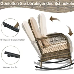 PE-Rattan-Stühle & Beistelltisch 3-Teiliges Schaukelstuhl-Set