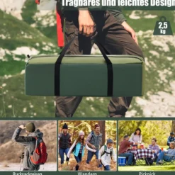 2 Personen Campingzelt mit Abnehmbarem Regenschutz & Doppellagiger Tür & 2 Netzfenstern & Tragetasche