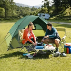 2 Personen Campingzelt mit Abnehmbarem Regenschutz & Doppellagiger Tür & 2 Netzfenstern & Tragetasche