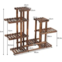 Pflanzenregal Balkon Blumenregal Blumenständer für den Garten Blumentreppe mit 6 Ebenen Holzregal 119 x 25 x 96 cm
