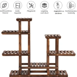 Pflanzenregal Balkon Blumenregal Blumenständer für den Garten Blumentreppe mit 6 Ebenen Holzregal 119 x 25 x 96 cm