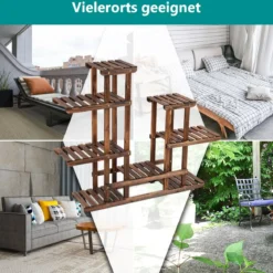 Pflanzenregal Balkon Blumenregal Blumenständer für den Garten Blumentreppe mit 6 Ebenen Holzregal 119 x 25 x 96 cm