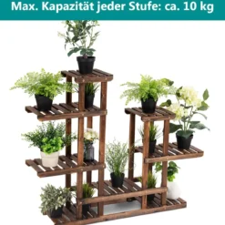 Pflanzenregal Balkon Blumenregal Blumenständer für den Garten Blumentreppe mit 6 Ebenen Holzregal 119 x 25 x 96 cm