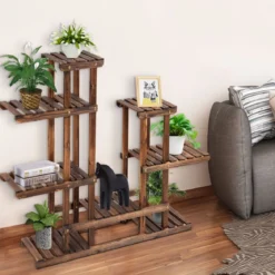 Pflanzenregal Balkon Blumenregal Blumenständer für den Garten Blumentreppe mit 6 Ebenen Holzregal 119 x 25 x 96 cm