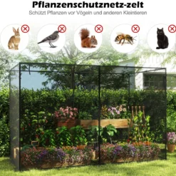 Pflanzenschutznetz mit Rolltor inkl. Tragetasche & 6 Erdnägeln Gemüseschutznetz 310 x 200 x 200 cm