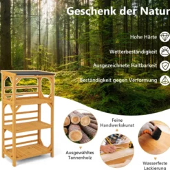 Pflanzenständer 3 Etagen Pflanzenregal Holz 70 x 49 x 137 cm Natur