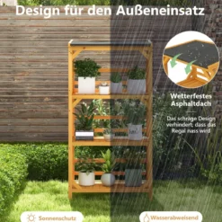 Pflanzenständer 3 Etagen Pflanzenregal Holz 70 x 49 x 137 cm Natur