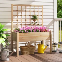 Pflanzkasten mit Rankgitter Blumenkasten Gartenspalier Hochbeet mit Spalier Rankhilfe