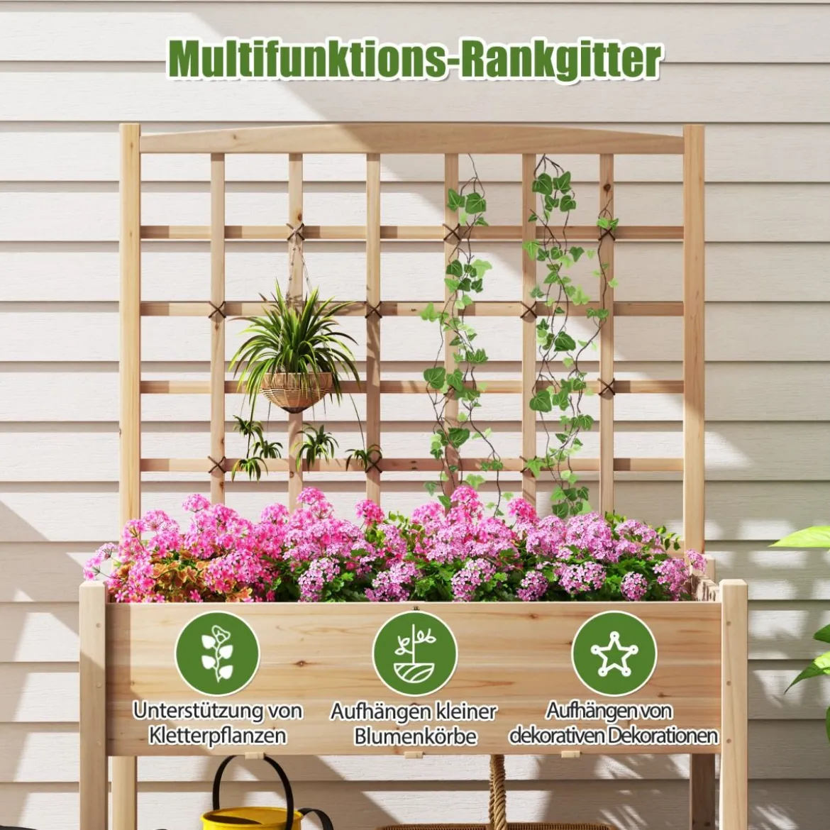 Pflanzkasten mit Rankgitter Blumenkasten Gartenspalier Hochbeet mit Spalier Rankhilfe