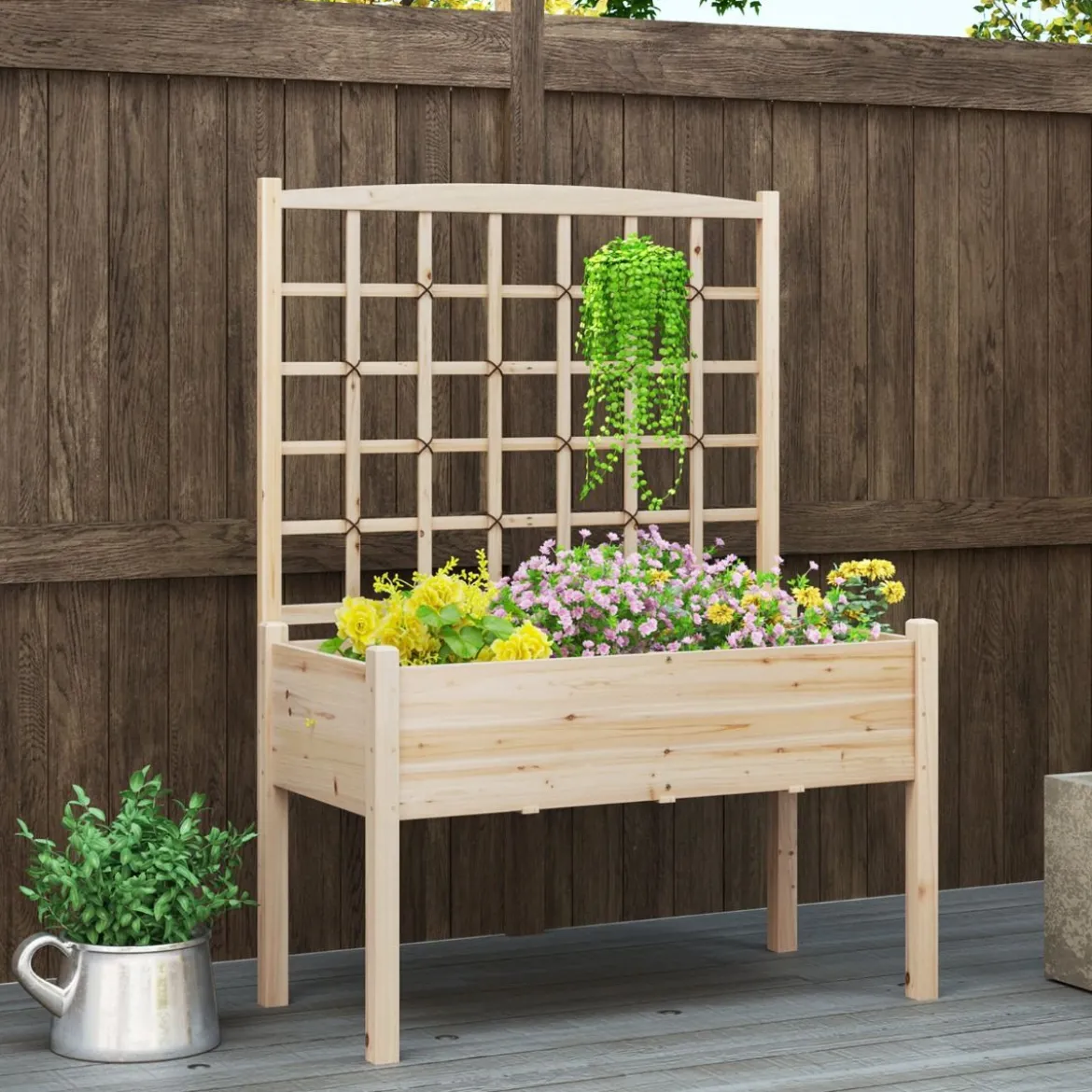 Pflanzkasten mit Rankgitter Blumenkasten Gartenspalier Hochbeet mit Spalier Rankhilfe