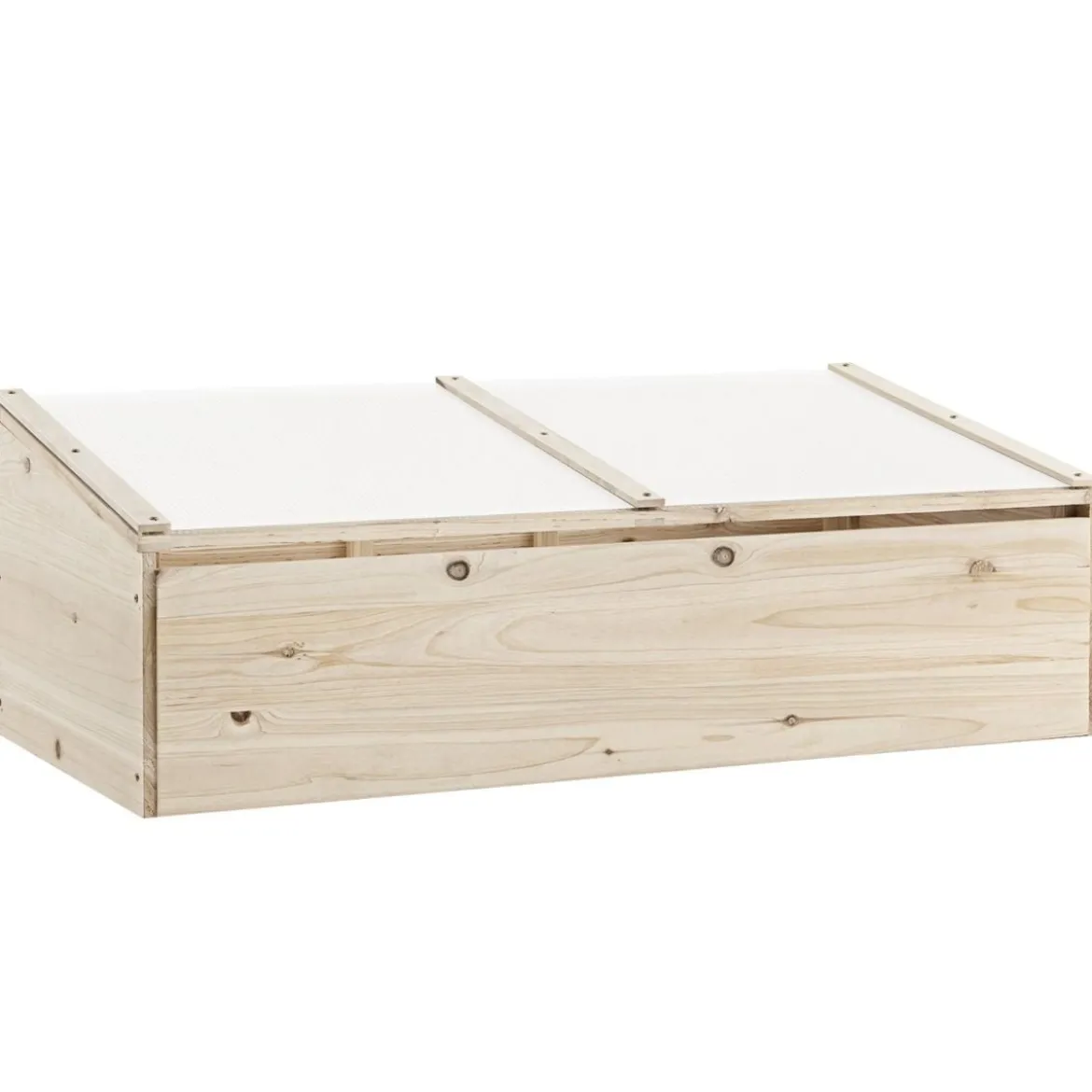 Pflanzkasten 100 x 50 cm Hölzernes Tragbares Gewächshaus Natur