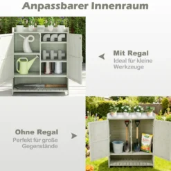 Pflanztisch mit Unterschrank & Arbeitsplatte & Abnehmbaren Regalen Gartenschrank Grau