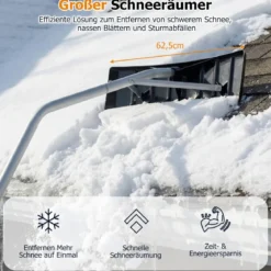 Photovoltaik Schneeschieber mit Kunststoffklinge & Teleskopstange Schneeschaufel Schneeräumer